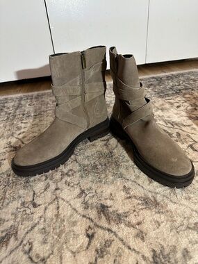 Vince Camuto Olive Suede Combat Boots